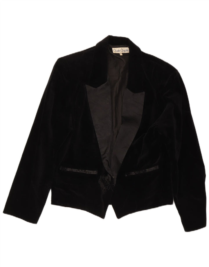 Charlie Chaplin Veste blazer en velours à 1 bouton pour femme IT 46 Large Noir