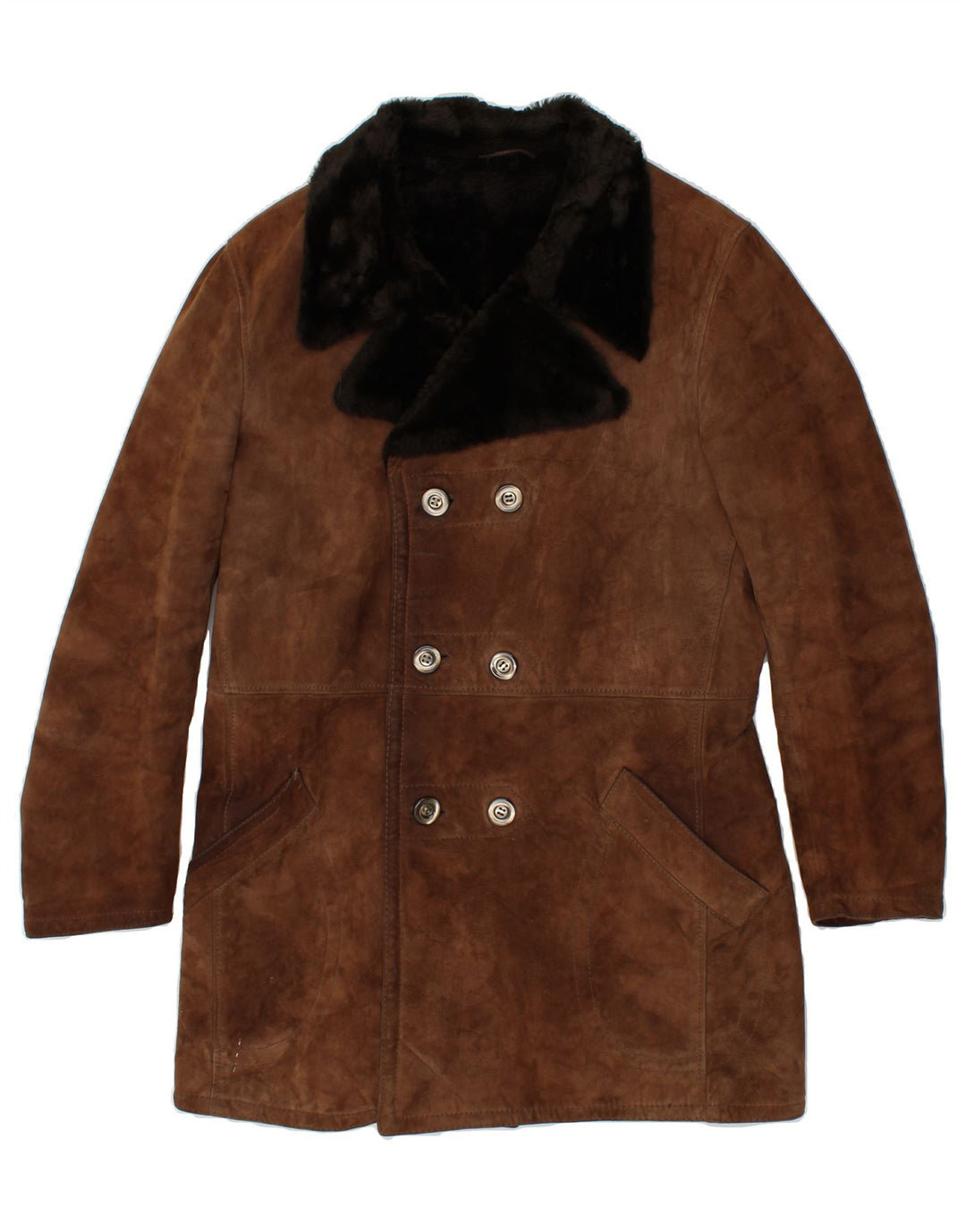 VINTAGE Manteau en peau de mouton pour femme IT 52 2XL Marron