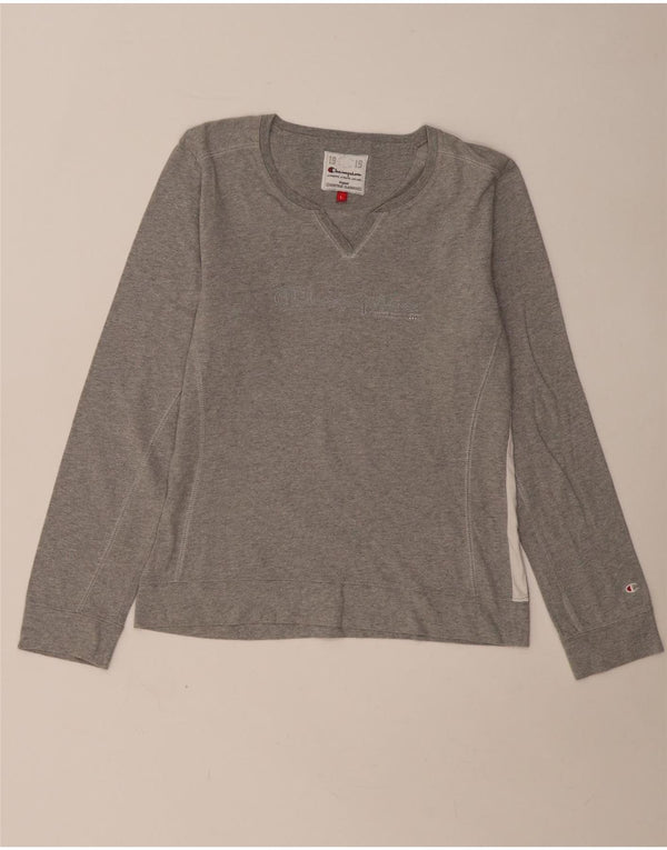Champion Womens Heritage Classics Graphic Top Manches Longues UK 14 Large Gris