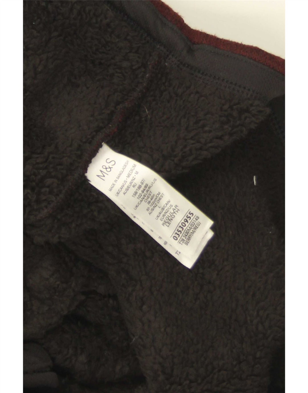 Marks & Spencer Veste de Survêtement Sherpa Homme Bordeaux Moyen Polyester