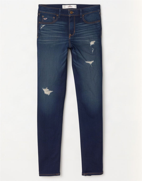 Hollister Jean skinny vieilli pour femme US 3 Small W26 L31 Bleu marine