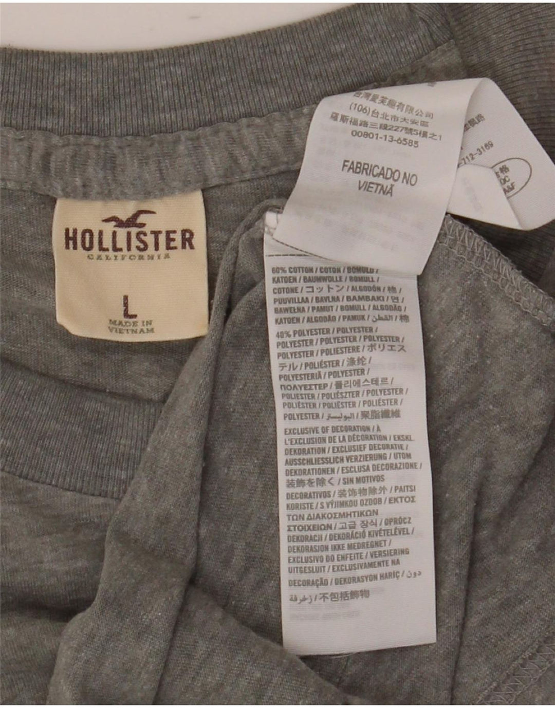 Hollister T-Shirt Homme Haut Large Gris Moucheté Coton