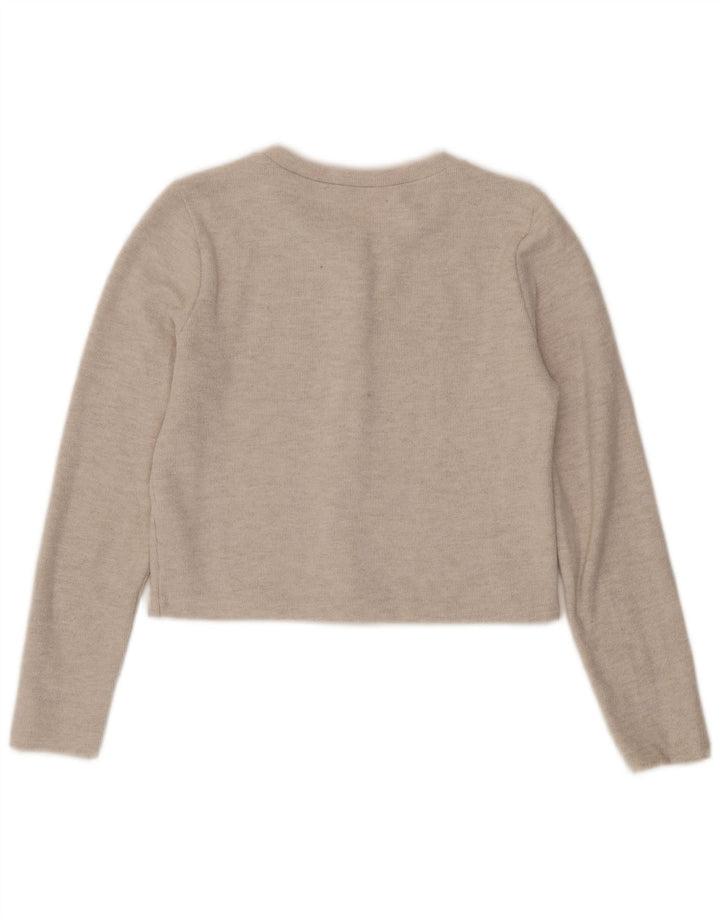 Zara Womens Crop Cardigan Pull UK 12 Polyester Beige Moyen