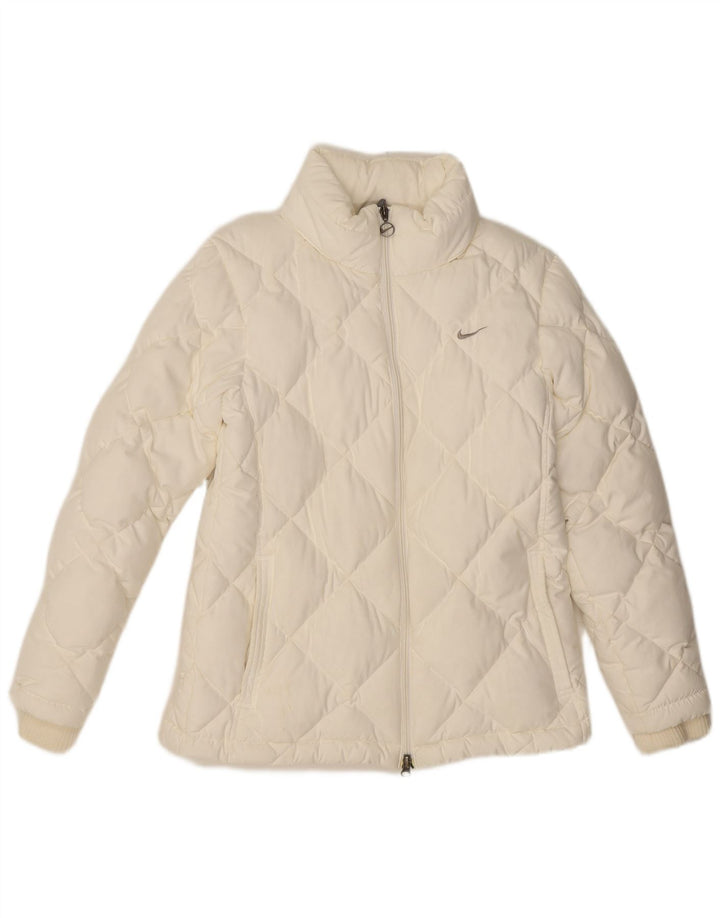 NIKE Veste rembourrée à capuche pour femme UK 10/12 Polyester blanc moyen