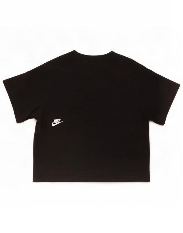Nike Girls Graphic T-Shirt Top 10-11 Years Medium Black Cotton