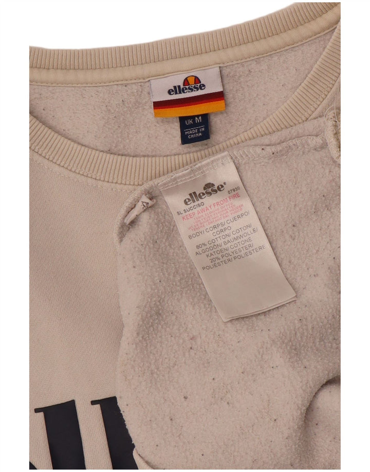 Ellesse Sweat-shirt graphique pour femme UK 14 en coton blanc moyen