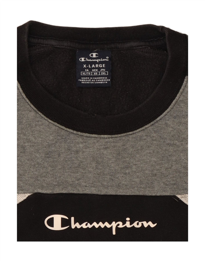 CHAMPION Sweat-shirt graphique pour homme XL en coton color block noir