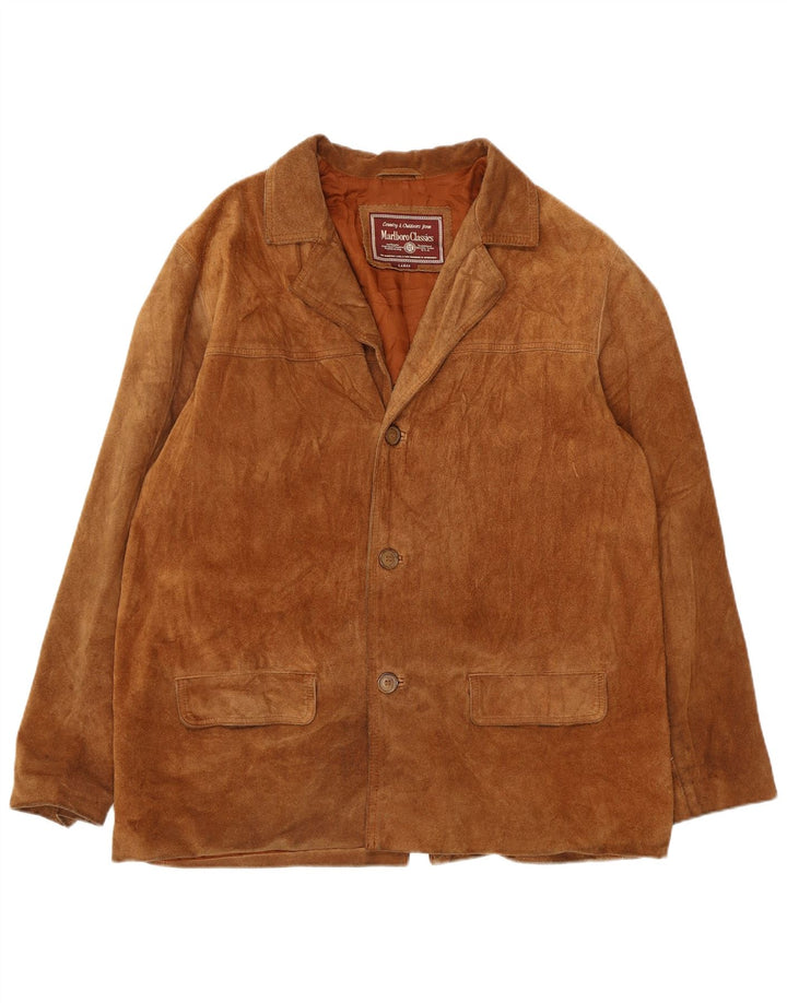 Marlboro Classics Veste en daim pour homme UK 40 Grand cuir marron