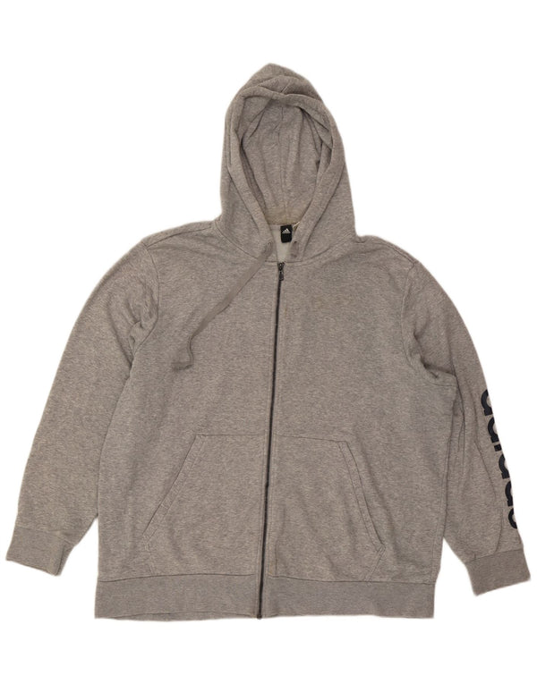 Adidas Pull à capuche zippé graphique pour homme 2XL Gris moucheté