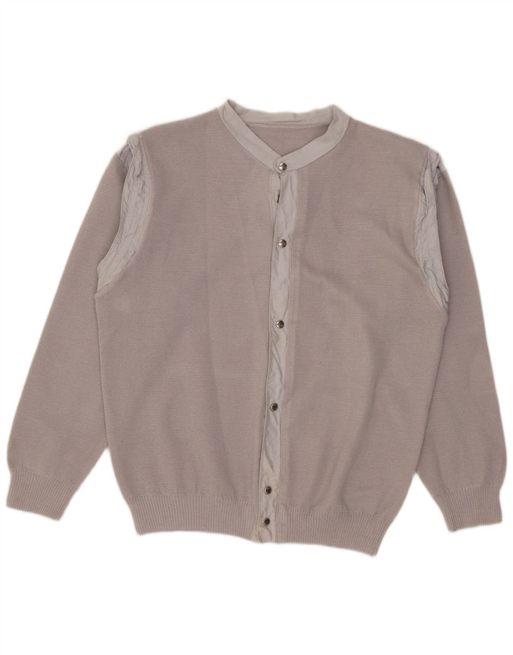 vintage Femme Cardigan Pull UK 12 Gris Moyen