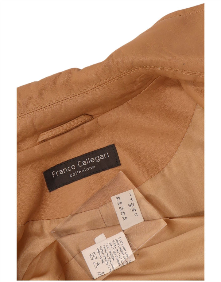 Franco Callegari Veste en cuir bomber pour femme UK 16 Grand cuir beige