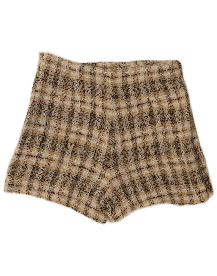 Zara Short décontracté pour femme Medium W28 Marron à carreaux en polyester