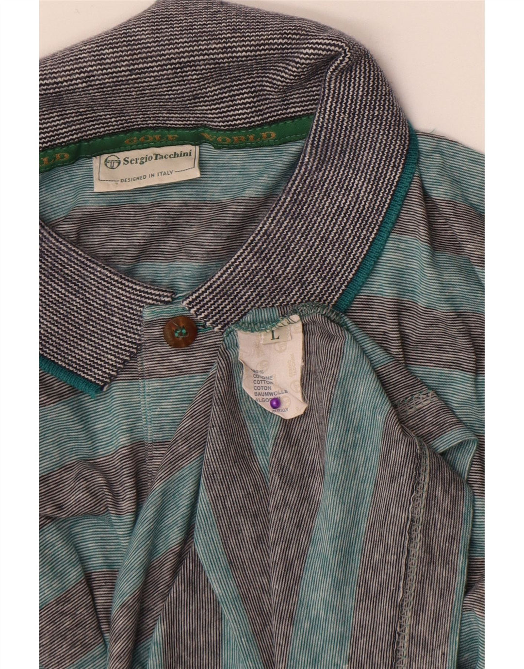 Sergio Tacchini Polo Homme Grand Bleu Rayé Coton