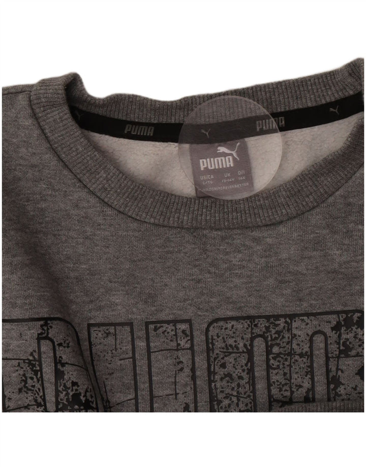 Puma Sweat-Shirt Graphique Garçon 13-14 ans Gris Moucheté Coton