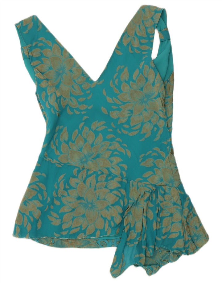 Ted Baker Chemisier asymétrique pour femme Taille 3 Vert moyen floral