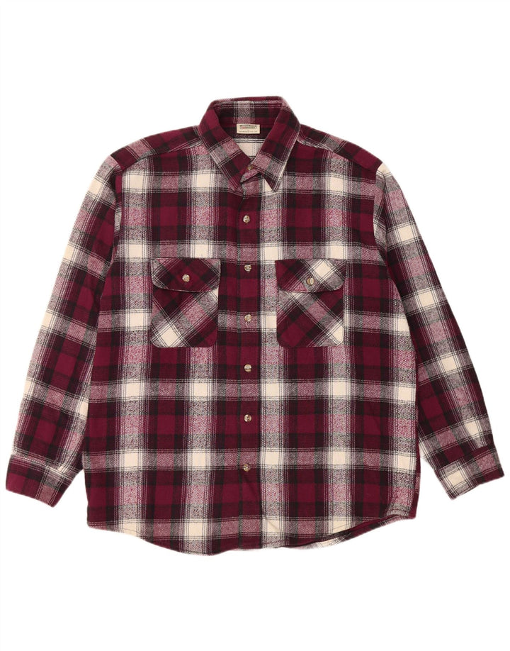 vintage Chemise en flanelle pour hommes Grand coton à carreaux bordeaux