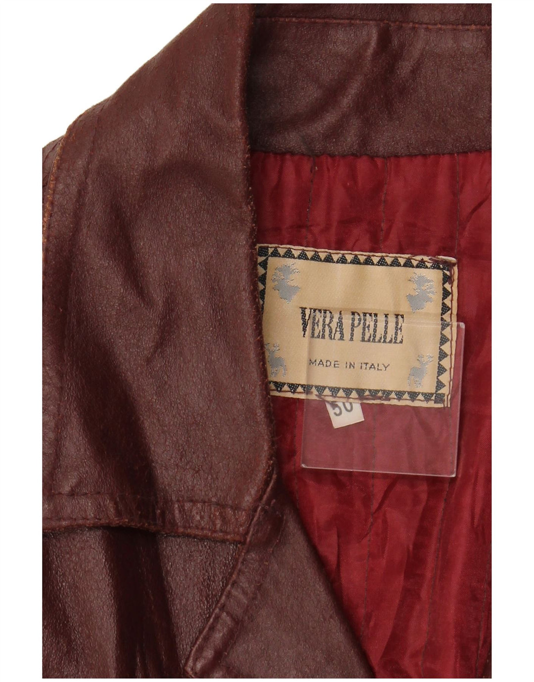 VINTAGE Veste blazer en cuir à 4 boutons pour homme IT 50 Grand cuir bordeaux