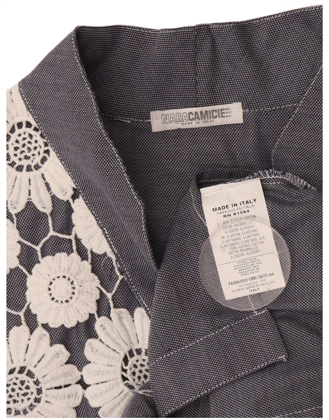 Naracamicie Chemisier Femme UK 12 Moyen Bleu Marine Floral Coton