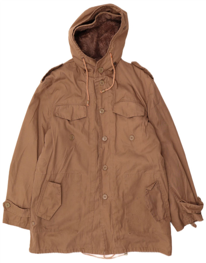 veste militaire à capuche homme vintage IT 52 XL Beige Polyester