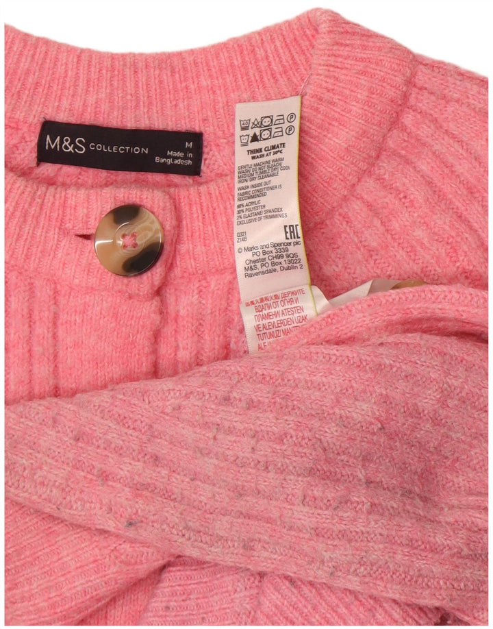 Marks & Spencer Pull cardigan court pour femme UK 14 Acrylique rose moyen