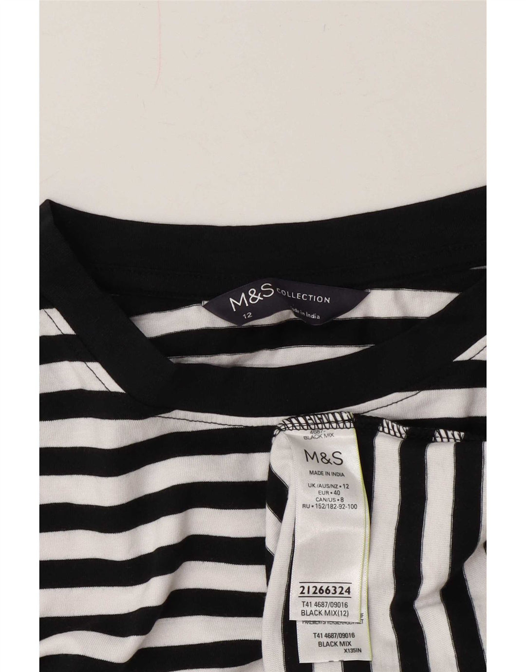 Marks & Spencer Haut à manches longues pour femme UK 12 Medium Blanc Rayé Nautique