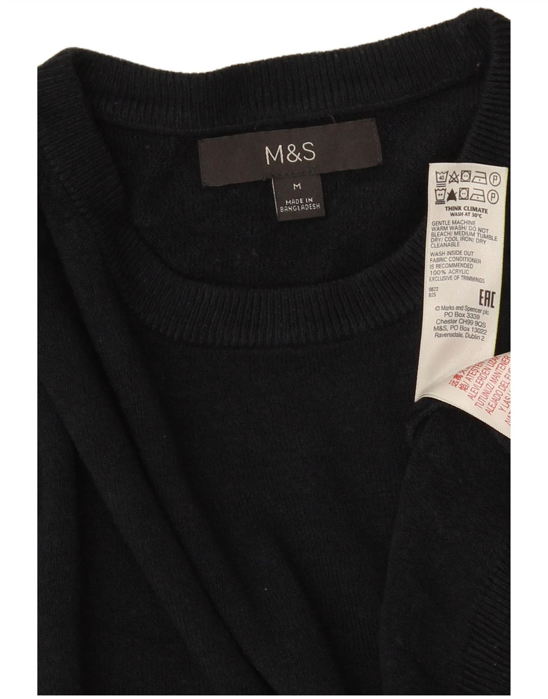 MARKS & SPENCER Pull Col Rond Homme Bleu Marine Moyen Acrylique