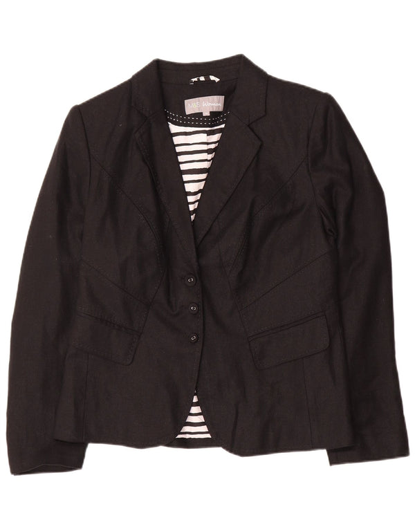 Marks & Spencer Veste blazer à 3 boutons pour femme UK 14 Lin noir moyen