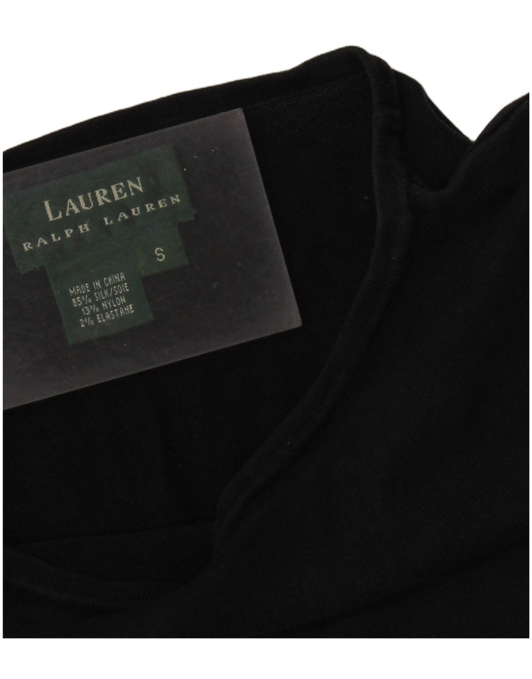 RALPH LAUREN Chemisier à manches 3/4 pour femme UK 10 Petite soie noire