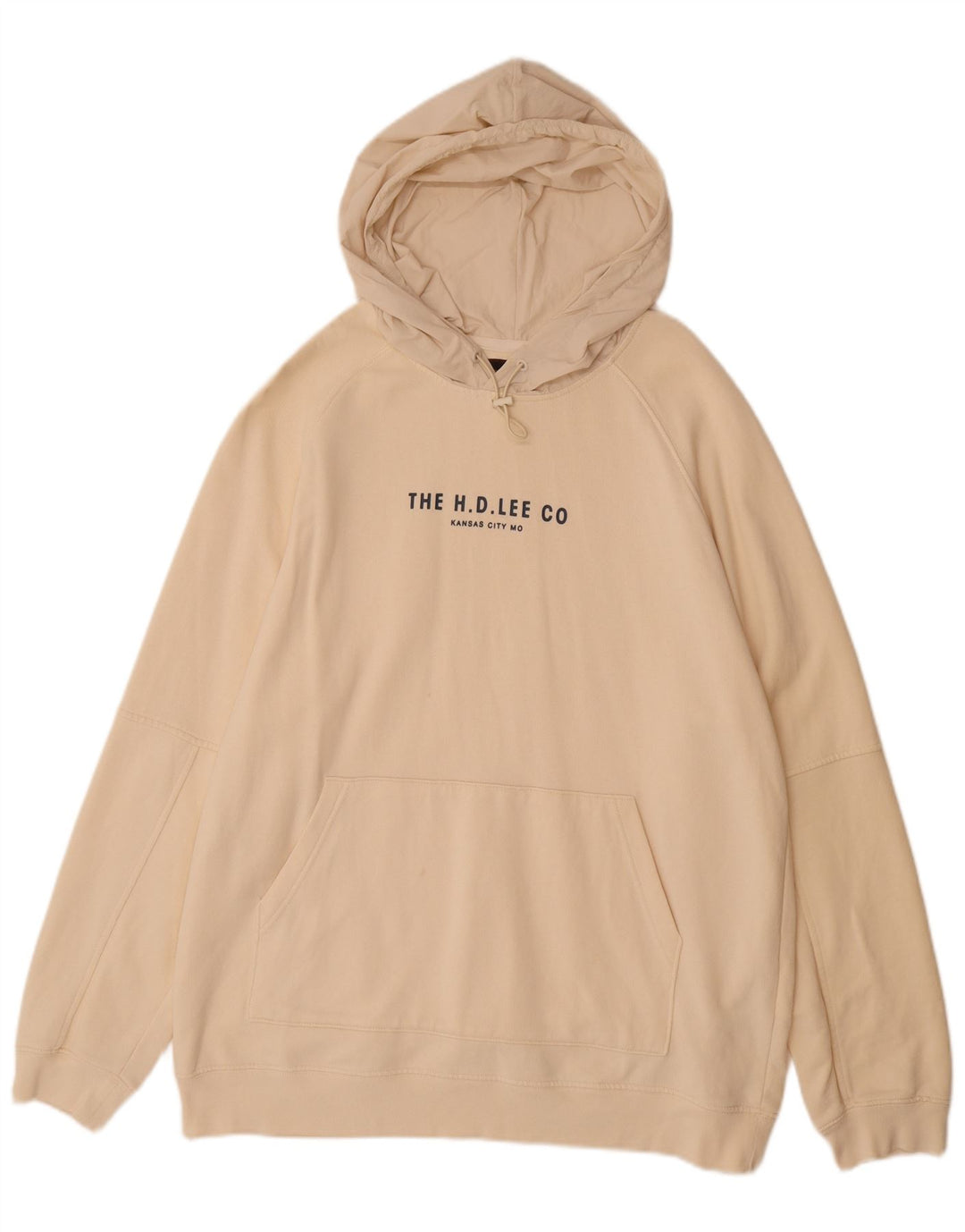 LEE Pull à capuche graphique pour homme Grand coton beige