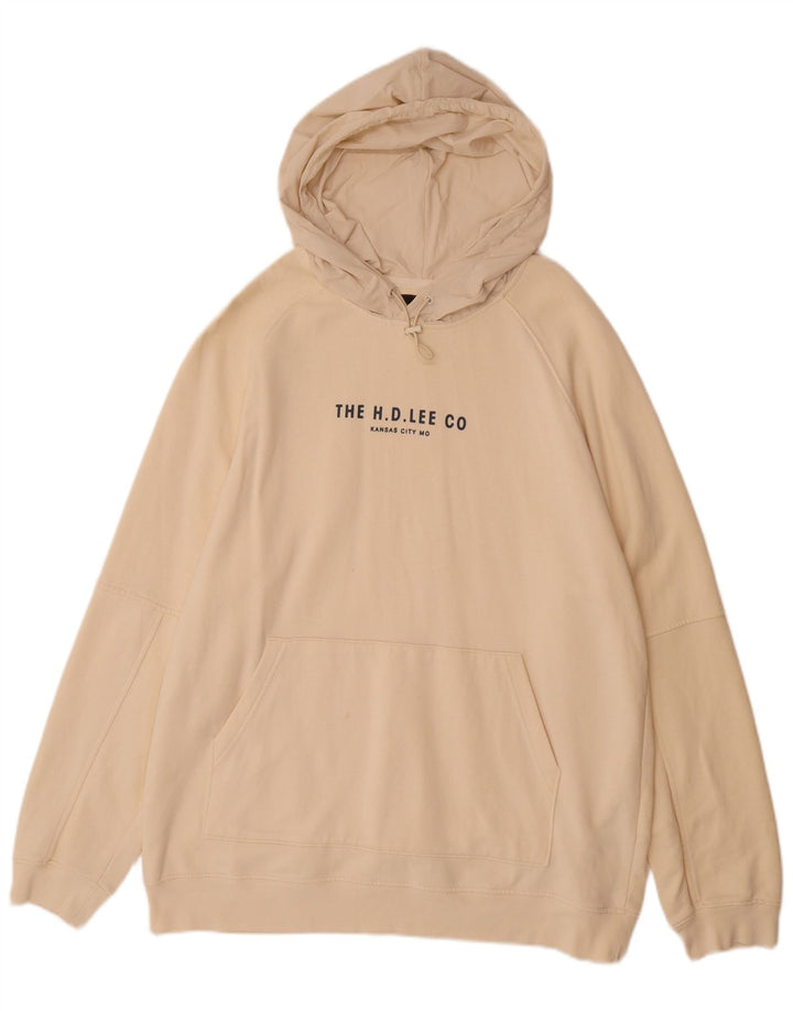 LEE Pull à capuche graphique pour homme Grand coton beige