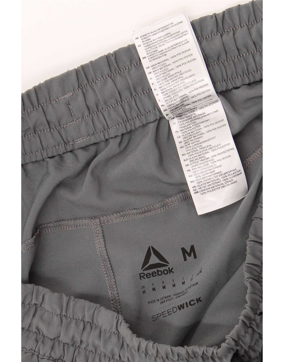 Reebok Short de Sport Regular Sport Homme Gris Moyen Polyester