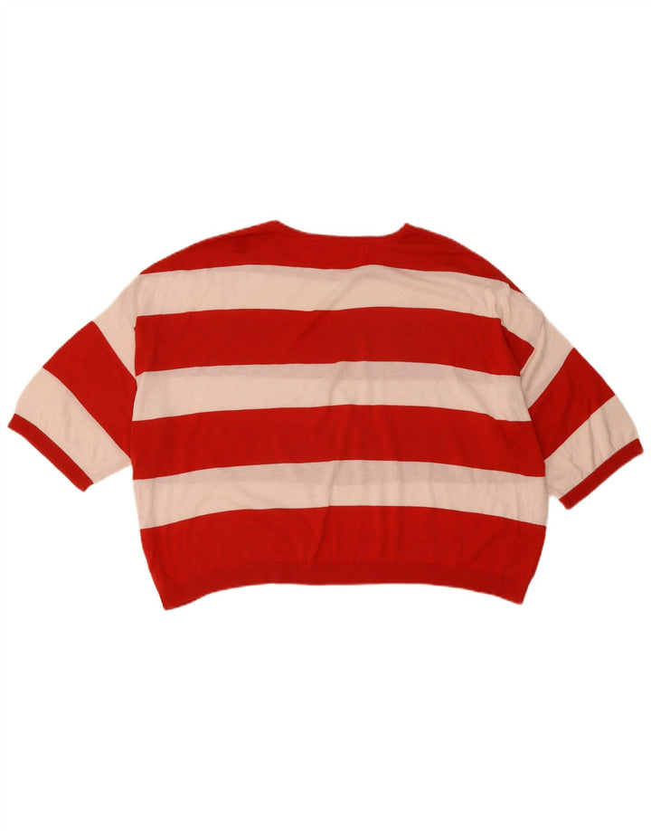 Zara Pull court surdimensionné à col rond pour femme Rouge moyen UK 14