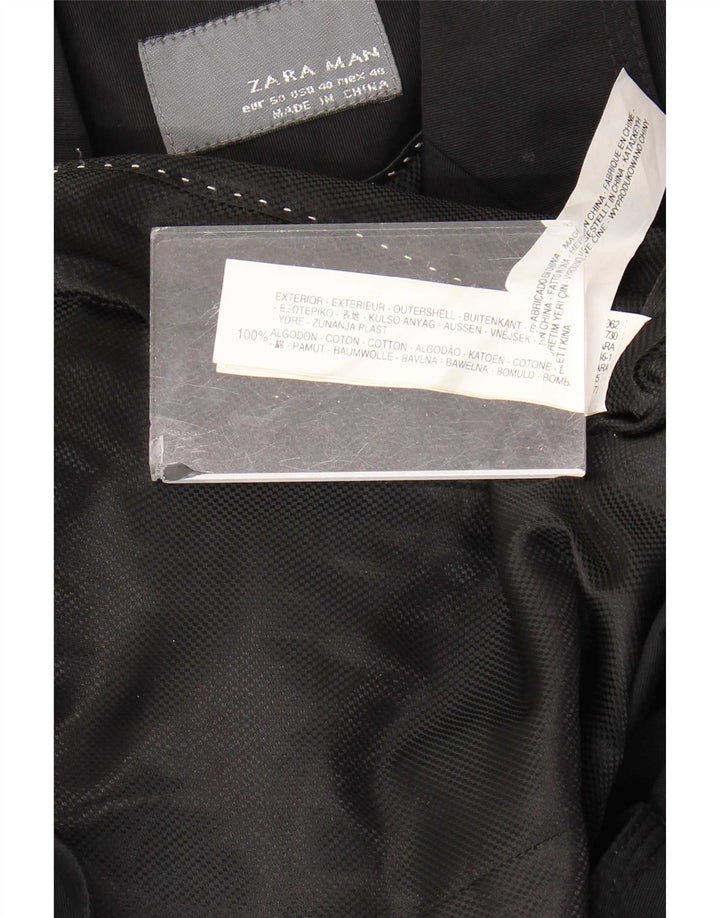 Zara Veste Blazer 2 Boutons Homme EU 50 Coton Noir Moyen