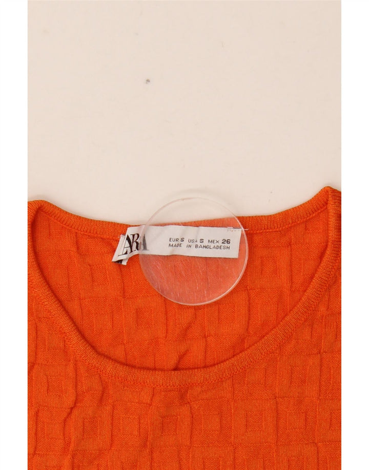 Zara Womens Crop Vest Top UK 8 Petite Viscose Orange