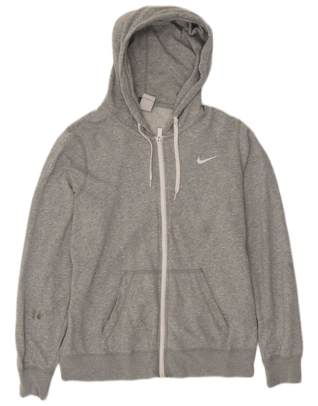 NIKE Pull à capuche zippé pour femme UK 16 Grand coton gris
