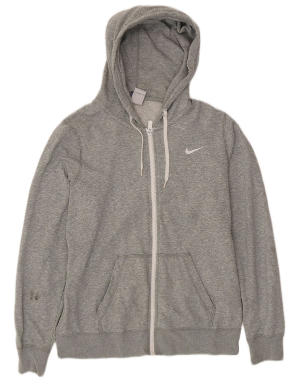 NIKE Pull à capuche zippé pour femme UK 16 Grand coton gris
