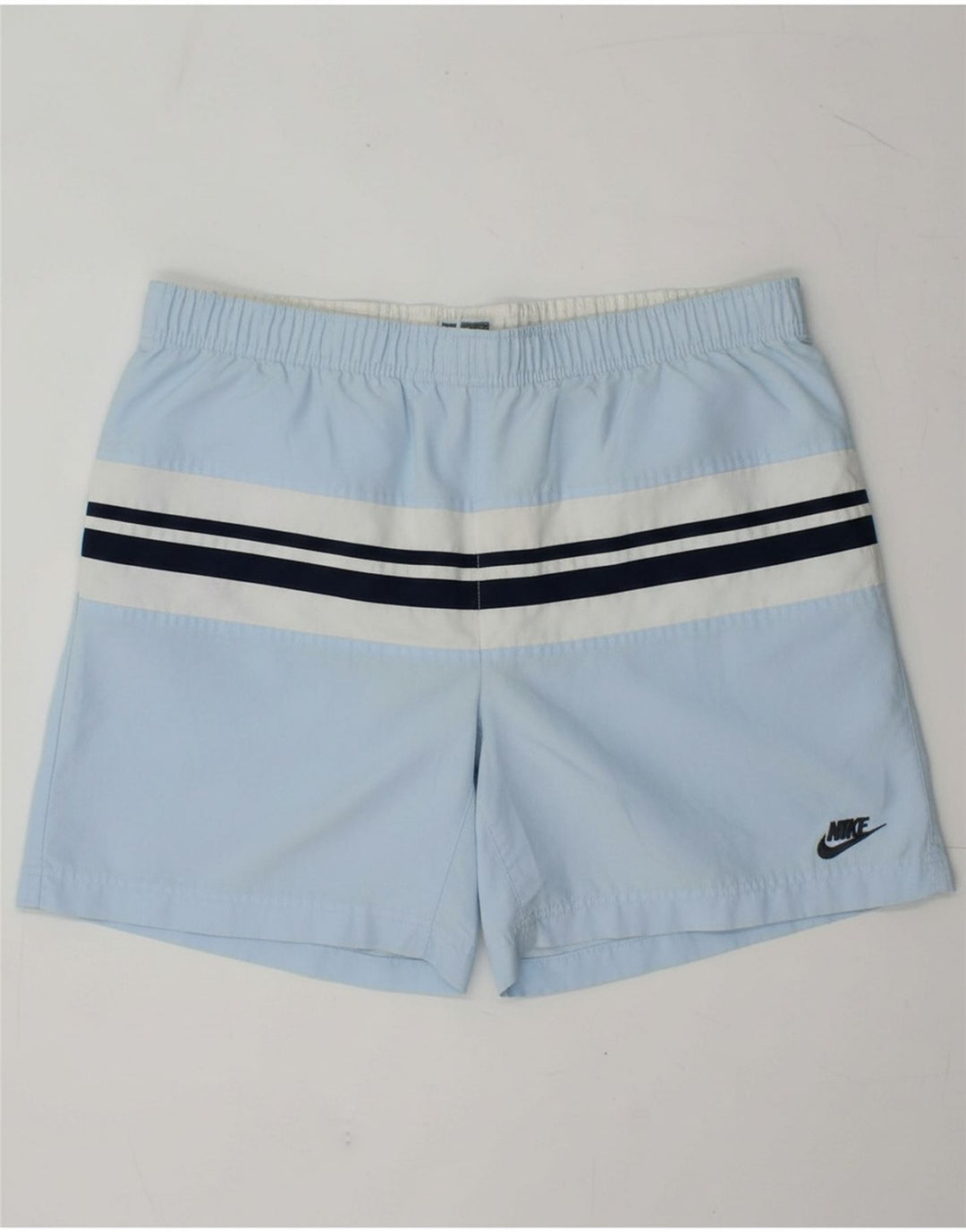 NIKE Mens Swimming Shorts UK 34/36 Large  Blue Striped Polyester