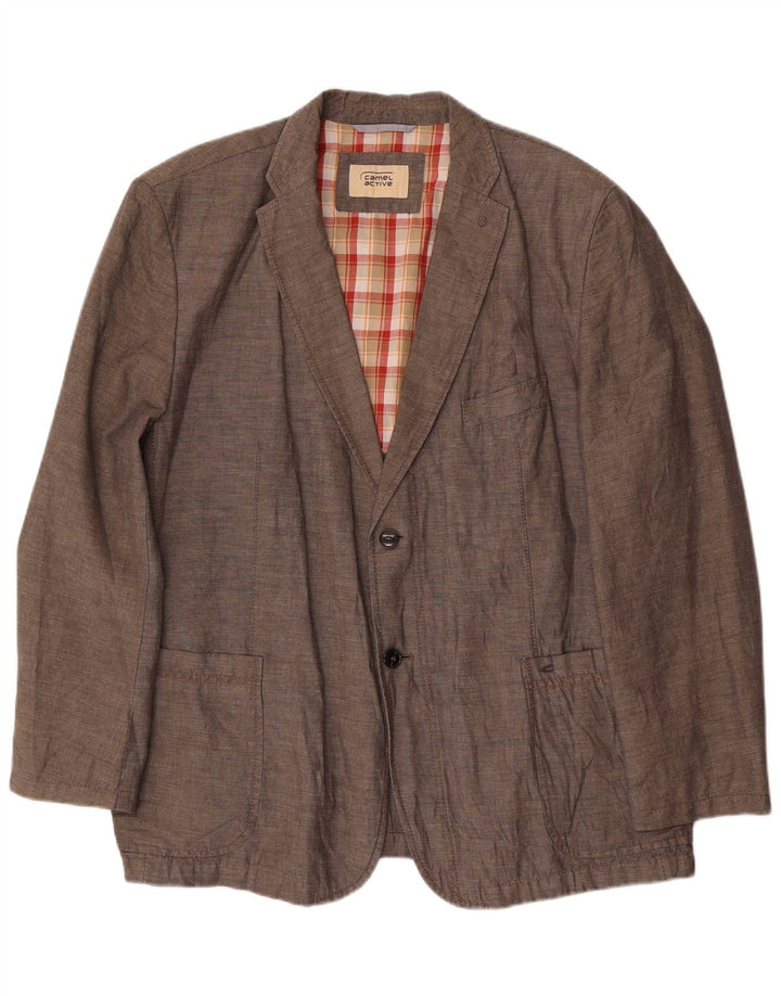 Camel Active Veste Blazer 2 Boutons Homme UK 44 2XL Lin Marron