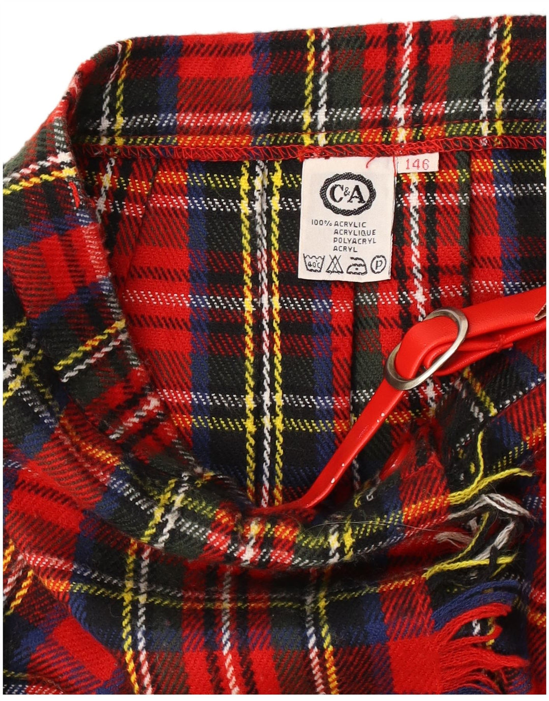 C & A Jupe Portefeuille Femme W24 XS Rouge Plaid Acrylique