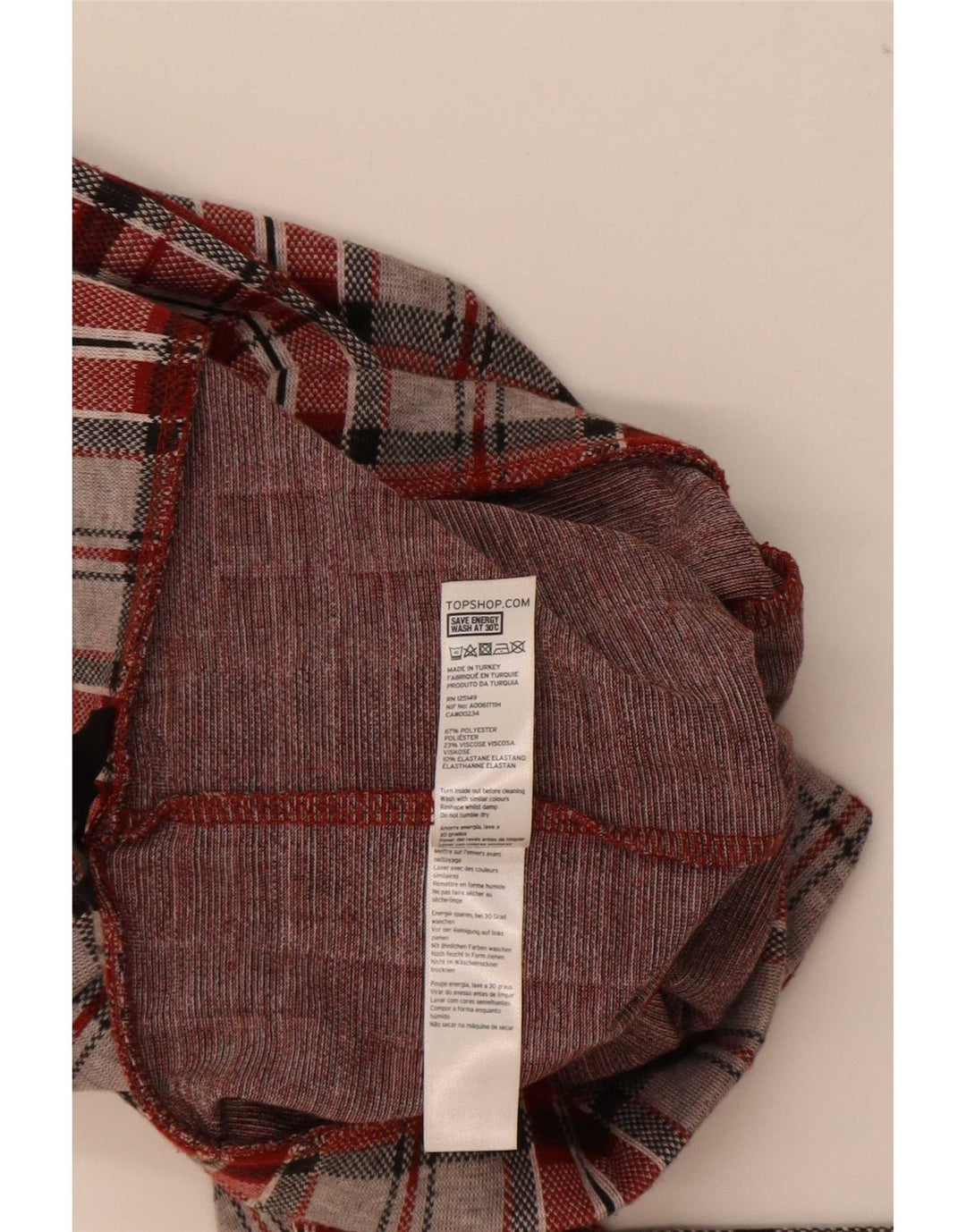 Topshop Leggings Graphiques Femme UK 8 Petit Carreau Rouge Polyester