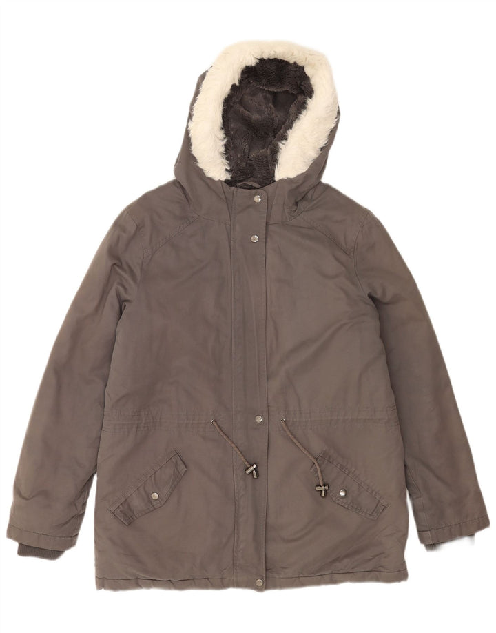 Oasis Parka à capuche pour femme UK 14 Gris moyen Polyester