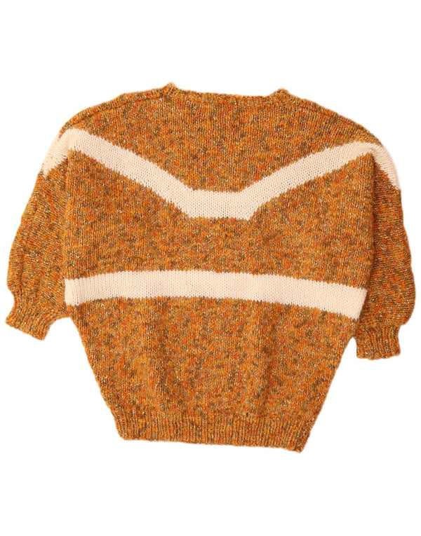 VINTAGE Pull surdimensionné à col rond pour femme UK 18 XL Orange
