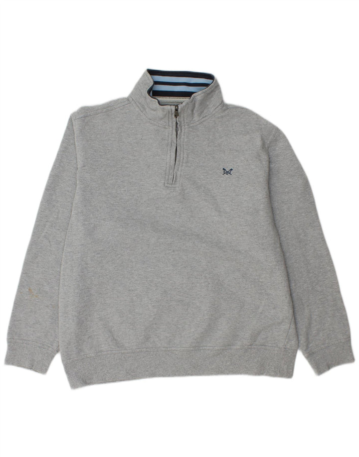 CREW CLOTHING Sweat-shirt à col zippé pour femme UK 20 2XL Gris Coton