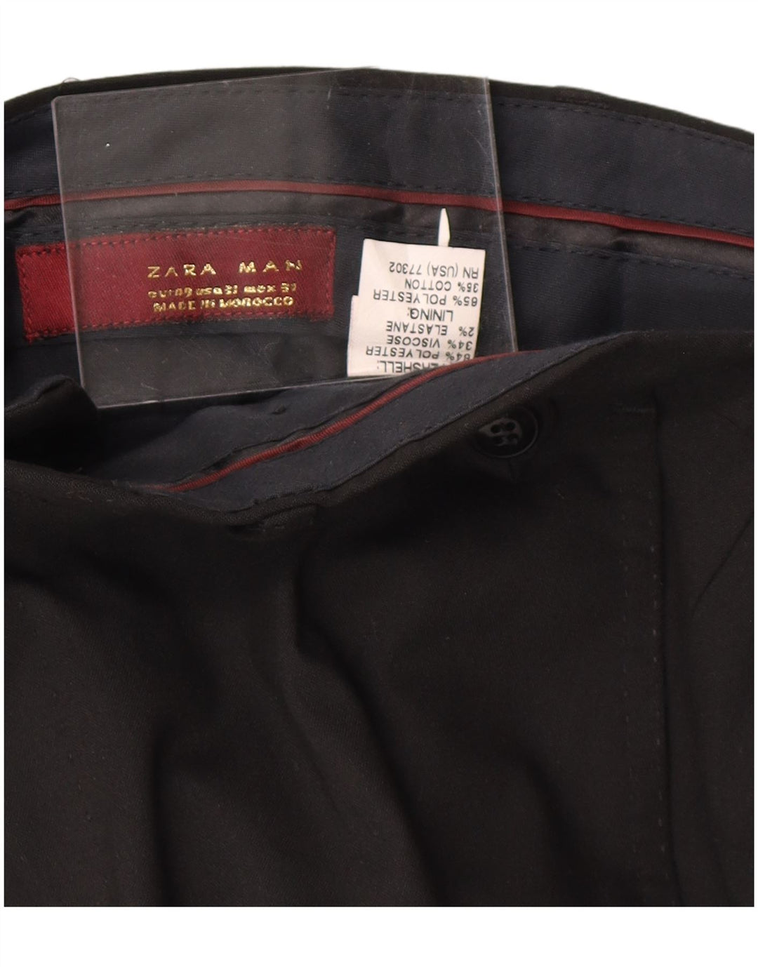 ZARA Pantalon de costume droit pour homme EU 40 Medium W31 L32 Noir Polyester