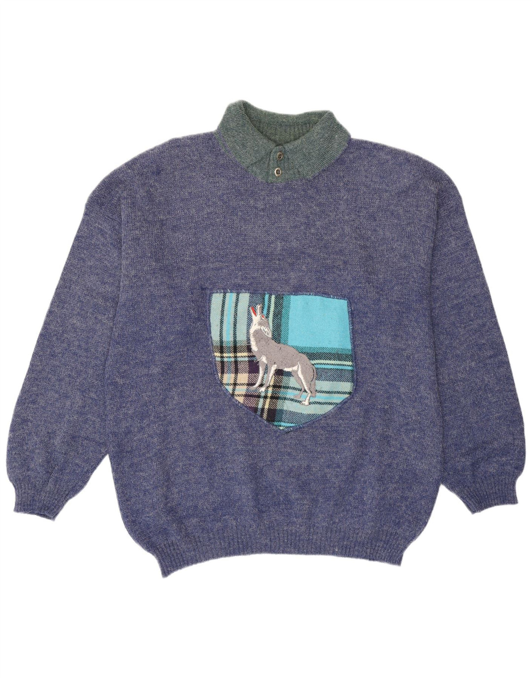 Blue Flame Pull graphique à col polo pour homme XL moucheté
