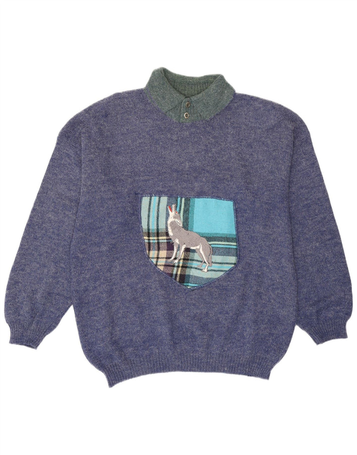 Blue Flame Pull graphique à col polo pour homme XL moucheté