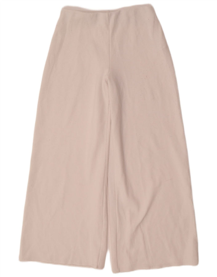 Zara Pantalon décontracté à jambe large pour femme Medium W30 L31 Blanc Polyester
