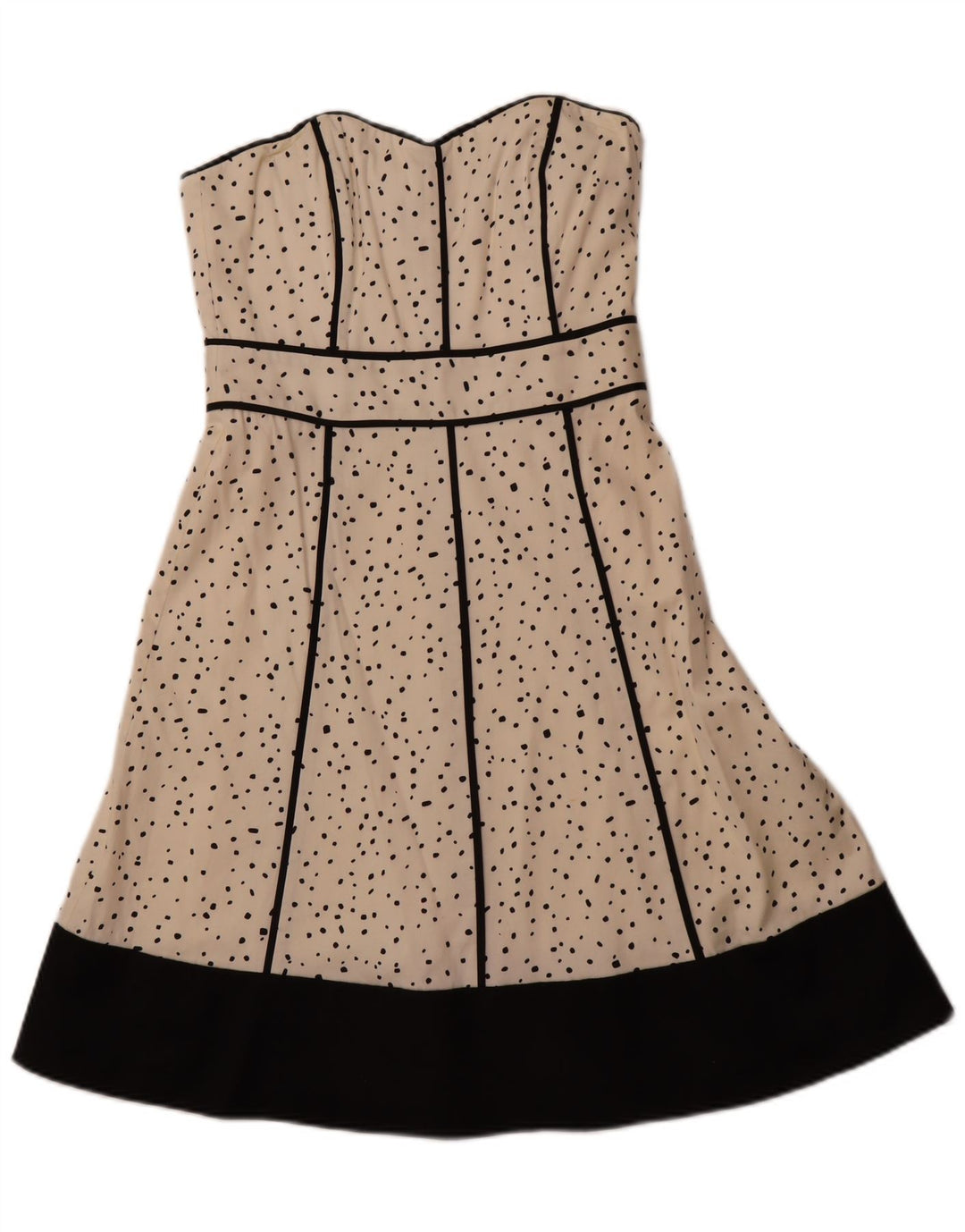 COAST Robe sans bretelles pour femme UK 12 Coton à pois blanc moyen