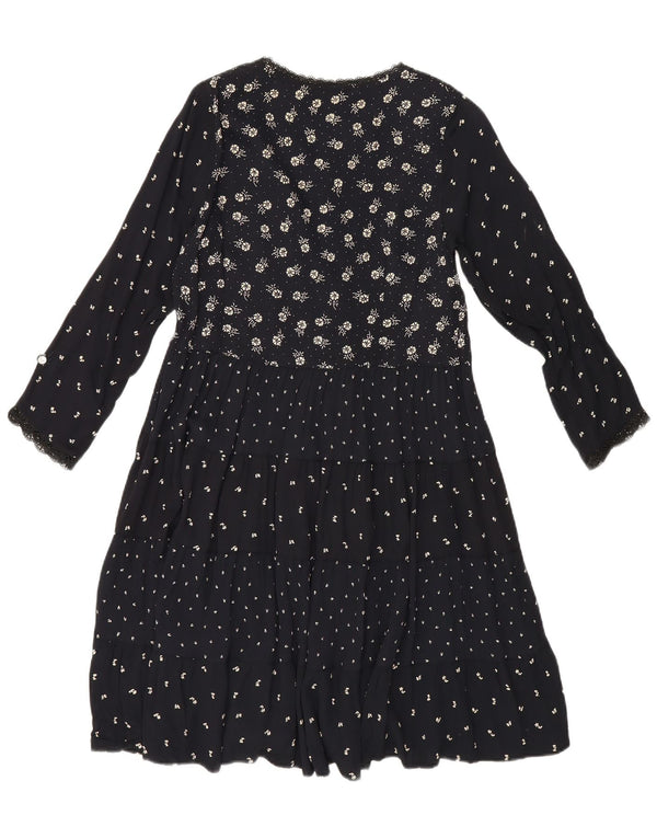 Giorgio Kauten Robe à manches longues pour femme UK 12 Medium Noir Floral