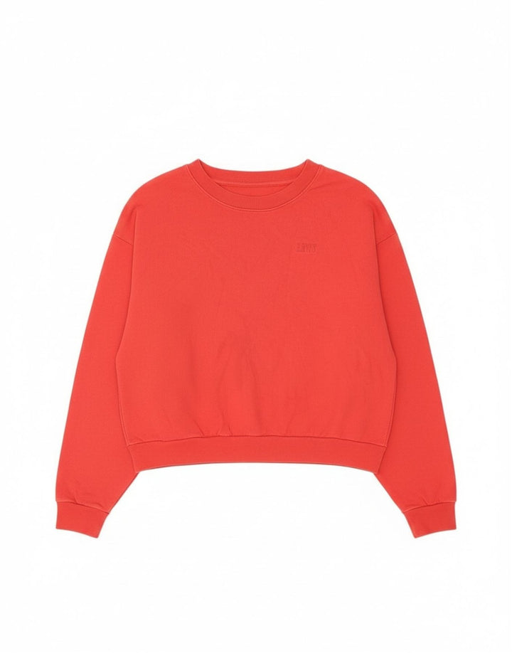 Levi's Femme Crop Oversize Sweatshirt Jumper UK 10 Petit Rouge Coton